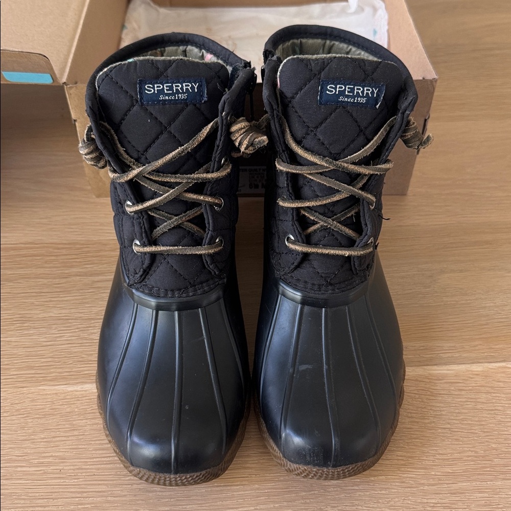 Sperry Top-Sider Saltwater Quilt Nylon Black Women’s Rain Boots Size 6.5